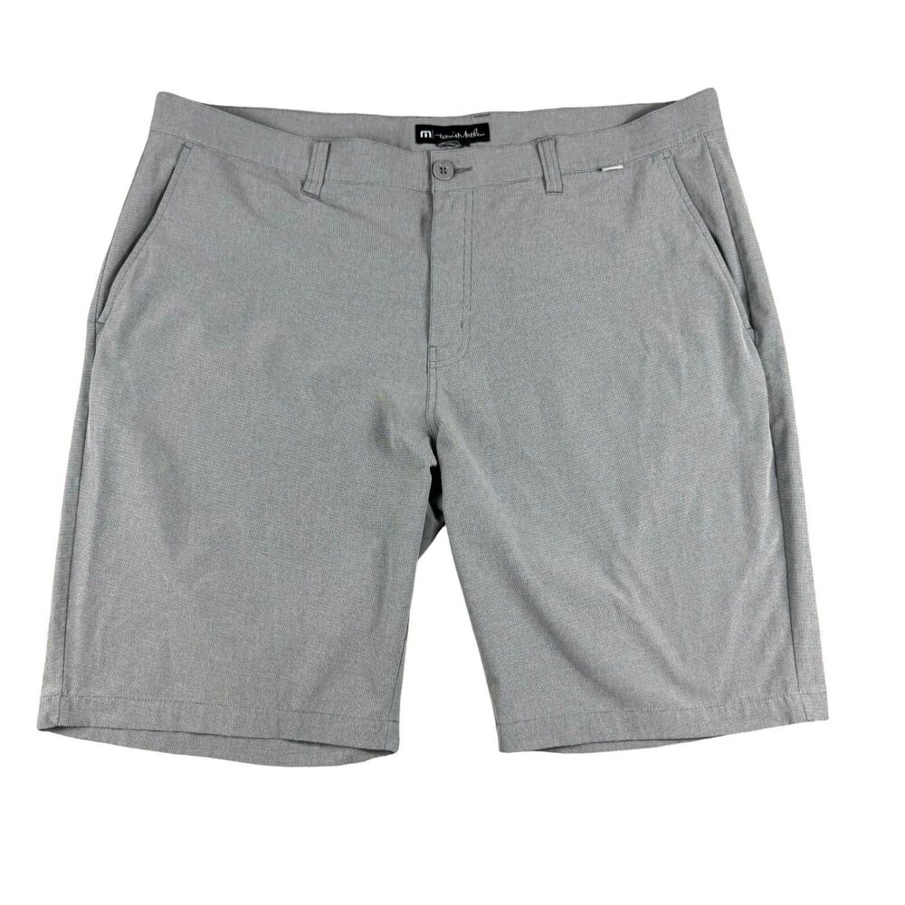 Travis Mathew Shorts Men's 40 Gray Preppy Flat Front Golf Quick Dry Golf Sports